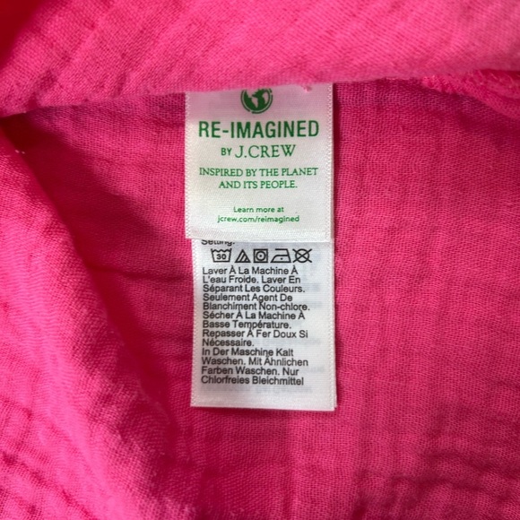 J. Crew Black Label Hot Pink 3/4 Button Gauze Top. Size Large. - Picture 6 of 7